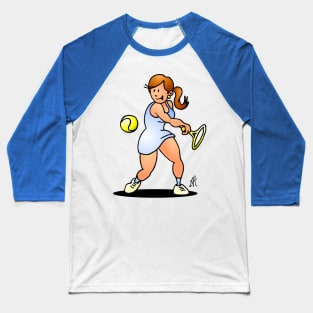 Tennis girl hitting a backhand Baseball T-Shirt